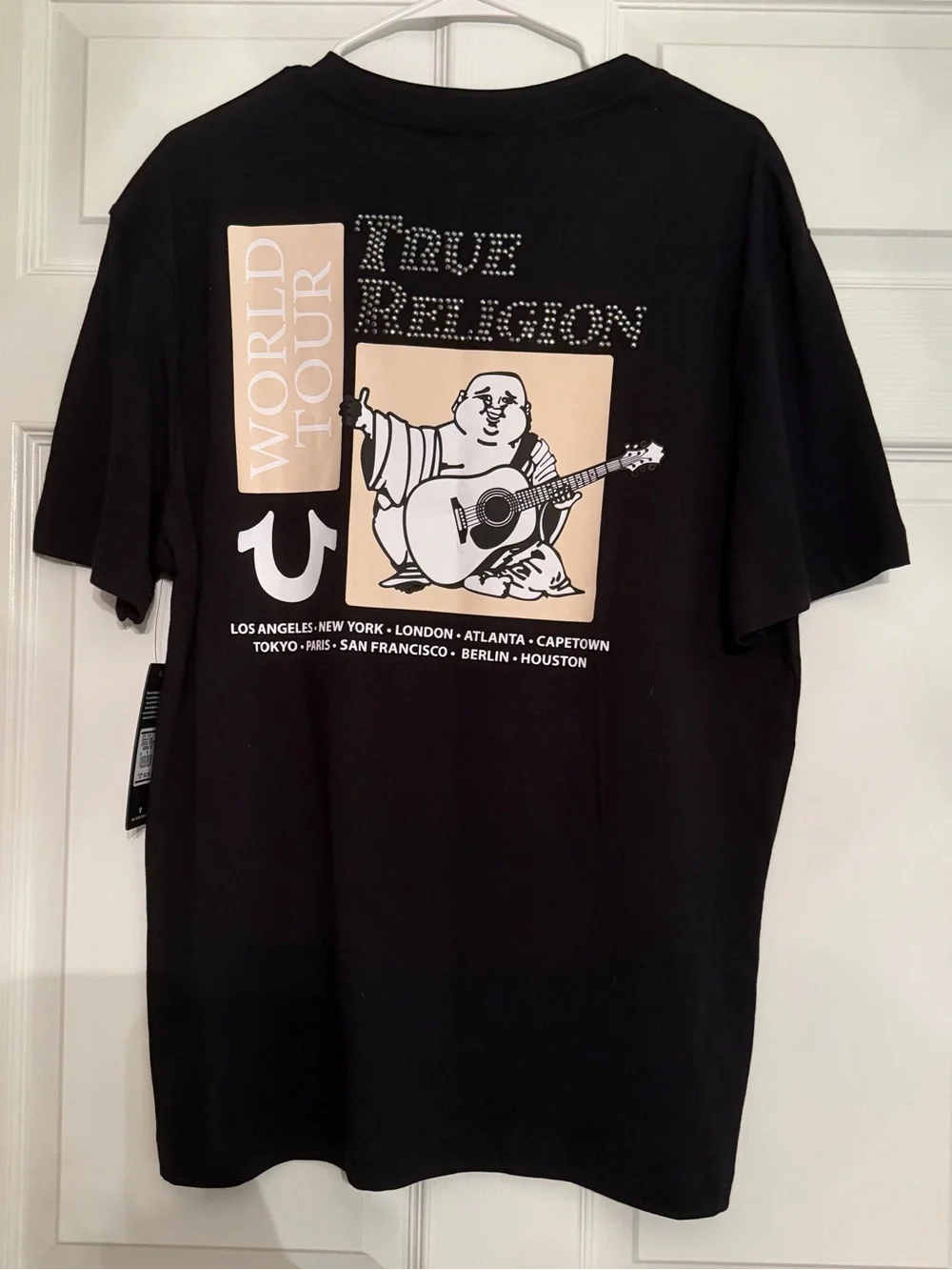 True Religion Black Short Sleeve World Tour Logo Tee